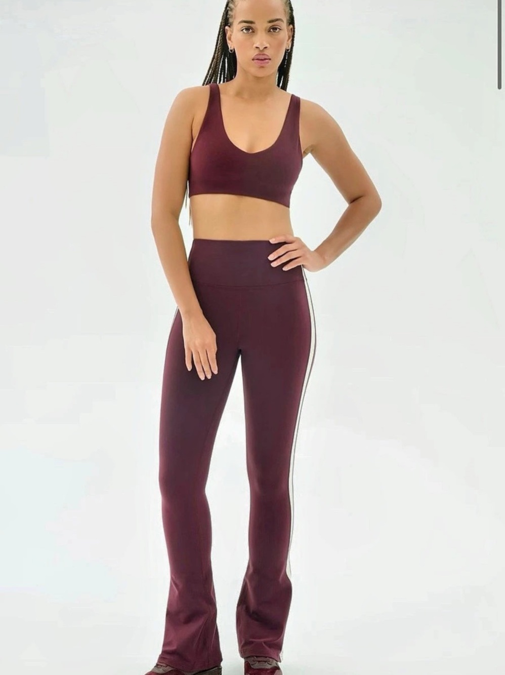 RAQUEL HIGH WAIST FLARED LEGGING-DARK CHERRY/CREME